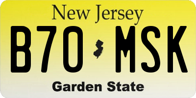 NJ license plate B70MSK