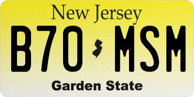 NJ license plate B70MSM