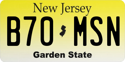 NJ license plate B70MSN