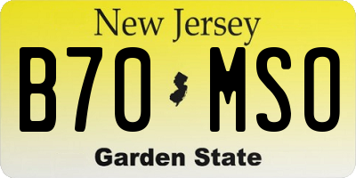 NJ license plate B70MSO