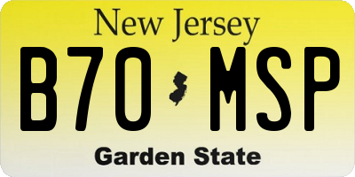 NJ license plate B70MSP