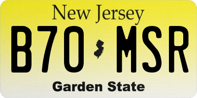 NJ license plate B70MSR
