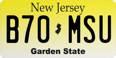 NJ license plate B70MSU
