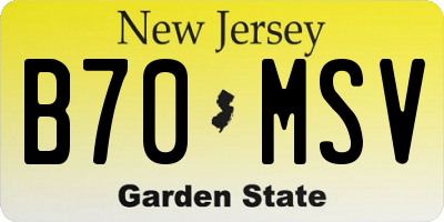 NJ license plate B70MSV