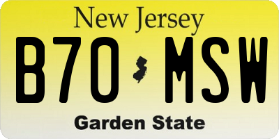 NJ license plate B70MSW