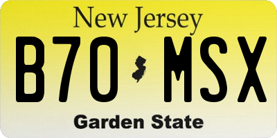 NJ license plate B70MSX
