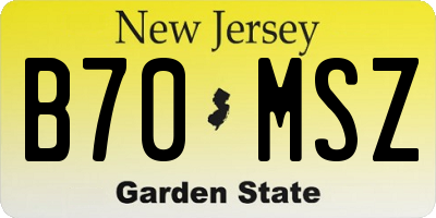 NJ license plate B70MSZ