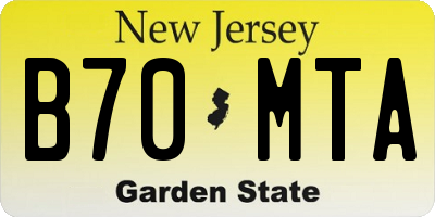 NJ license plate B70MTA