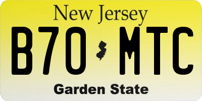 NJ license plate B70MTC