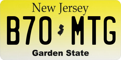 NJ license plate B70MTG