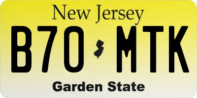 NJ license plate B70MTK