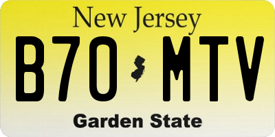 NJ license plate B70MTV