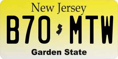 NJ license plate B70MTW