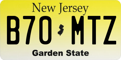 NJ license plate B70MTZ