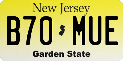 NJ license plate B70MUE