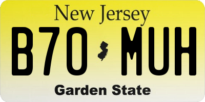 NJ license plate B70MUH