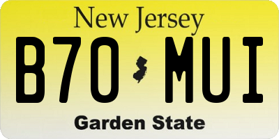 NJ license plate B70MUI