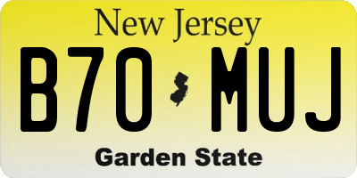 NJ license plate B70MUJ