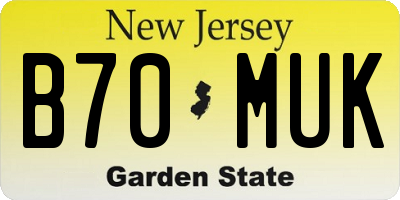 NJ license plate B70MUK