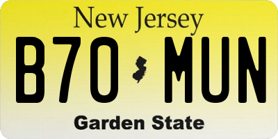 NJ license plate B70MUN