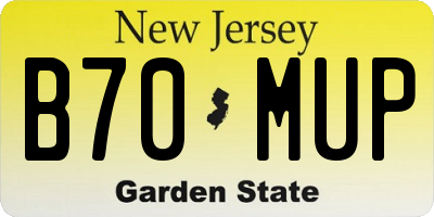NJ license plate B70MUP