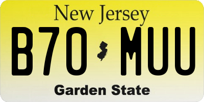 NJ license plate B70MUU