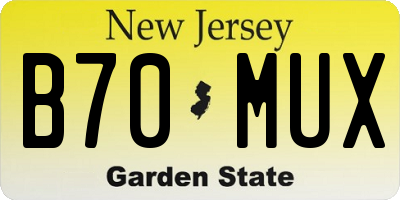 NJ license plate B70MUX