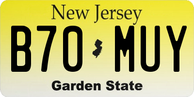 NJ license plate B70MUY