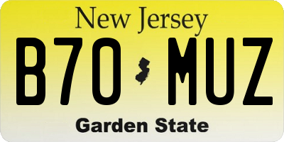 NJ license plate B70MUZ