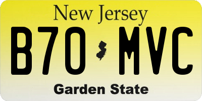 NJ license plate B70MVC