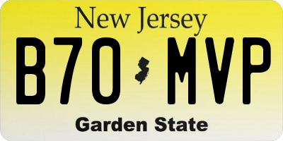 NJ license plate B70MVP