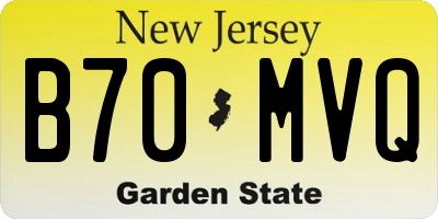 NJ license plate B70MVQ