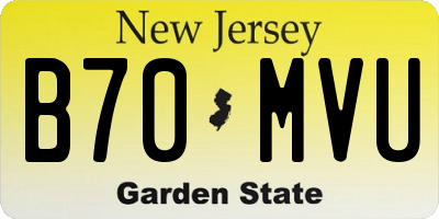 NJ license plate B70MVU