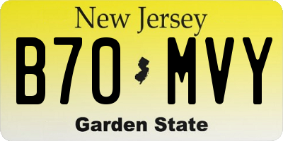 NJ license plate B70MVY