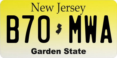 NJ license plate B70MWA