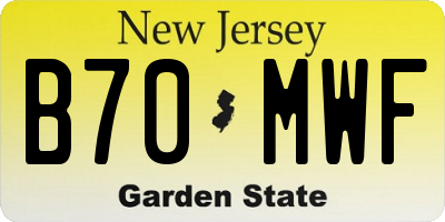 NJ license plate B70MWF