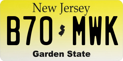 NJ license plate B70MWK