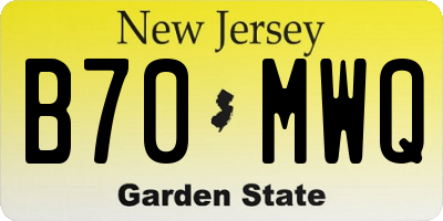 NJ license plate B70MWQ