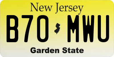 NJ license plate B70MWU