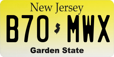 NJ license plate B70MWX