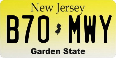 NJ license plate B70MWY
