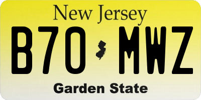 NJ license plate B70MWZ