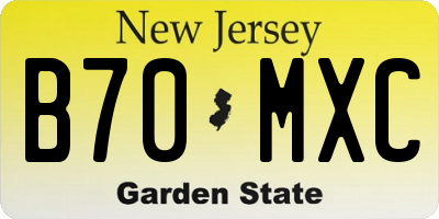 NJ license plate B70MXC