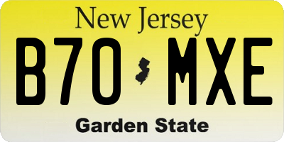 NJ license plate B70MXE
