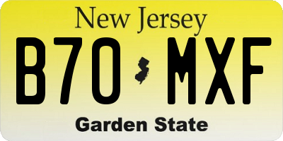 NJ license plate B70MXF