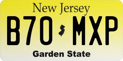 NJ license plate B70MXP