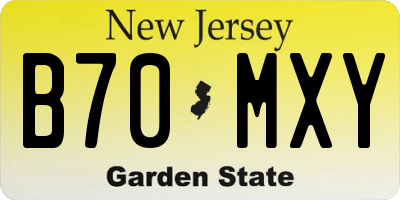 NJ license plate B70MXY