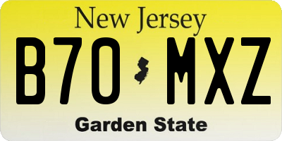 NJ license plate B70MXZ