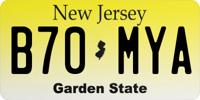 NJ license plate B70MYA