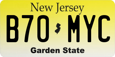 NJ license plate B70MYC